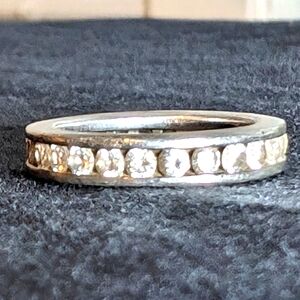 Vintage Classic Channel Set Infinity Ring 925 Sterling Silver CZs Size 4.75
